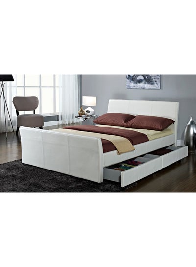 Buy Dresden Bed With Mattress White/Yellow Queen in UAE