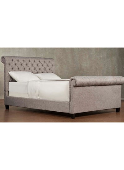 Oxford Rolled Top Tufted Sleigh Bed, Grey Tufted Bed Frame Queen