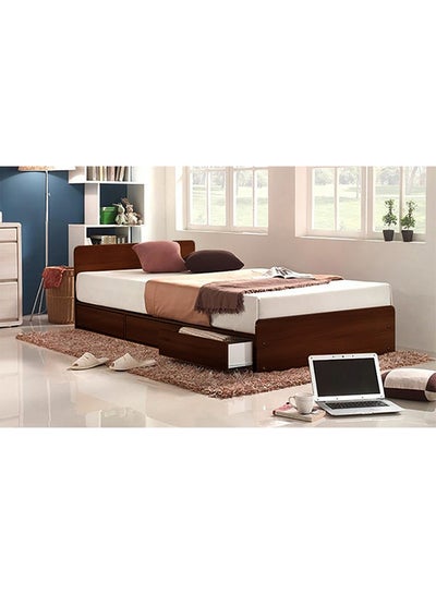 Buy 3-Drawer Storage Bed With Mattress Brown/White Super King in UAE