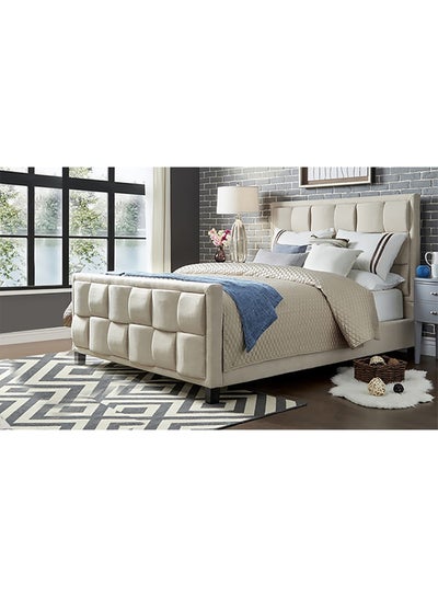Buy Upholstered Bed Frame With Mattress Beige/White Super King in UAE