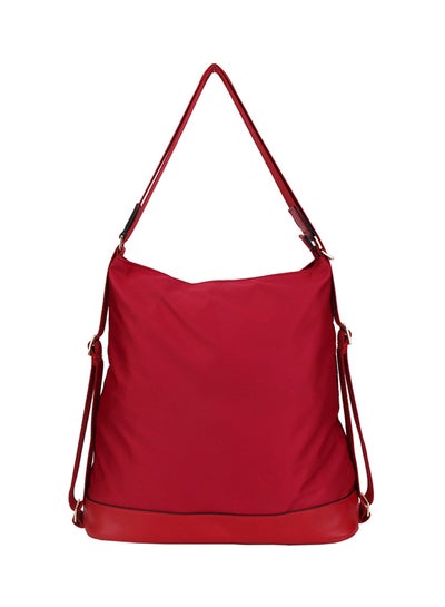 اشتري Leather Adjustable Strap Hobo Bag Dark Red في السعودية