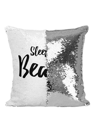 Buy Sleeping Beauty Sequined Throw Pillow Silver/Black/White 16x16inch in Saudi Arabia