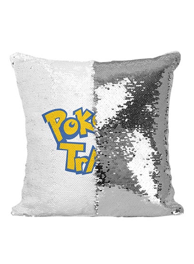 Buy Pokémon Trainer Pokémon Go Sequin Throw Pillow Silver/White/Yellow 16x16inch in UAE