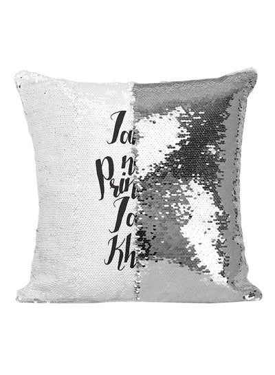 Buy I Am Not A Princess I Am A Khaleesi Sequin Throw Pillow polyester Silver/White/Black 16x16inch in UAE