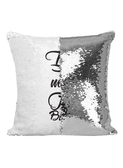 Buy I Will Take Whats Mine With Fire And Blood Sequin Throw Pillow Silver/White/Black 16x16inch in UAE