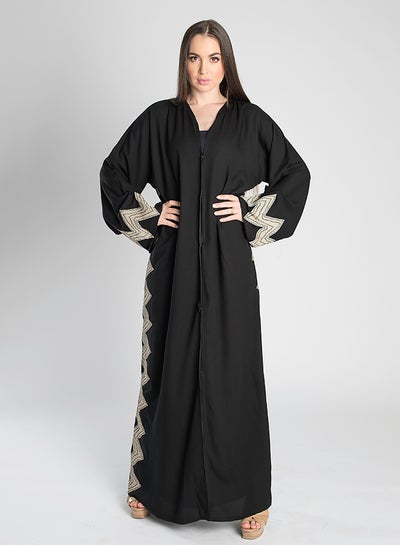 Zigzag Lining Abaya Black/Beige price in UAE | Noon UAE | kanbkam