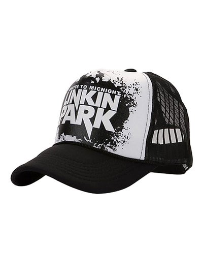 Buy Graphic Printed Snapback Closure Baseball Mesh Cap Black/White in UAE