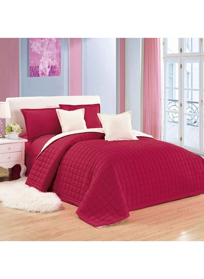 Buy 6-Piece Quilted Compressed Comforter Set Microfiber Red King in Saudi Arabia