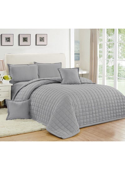 Buy 4-Piece Compressed Comforter Set Microfiber Grey Single Size in Saudi Arabia