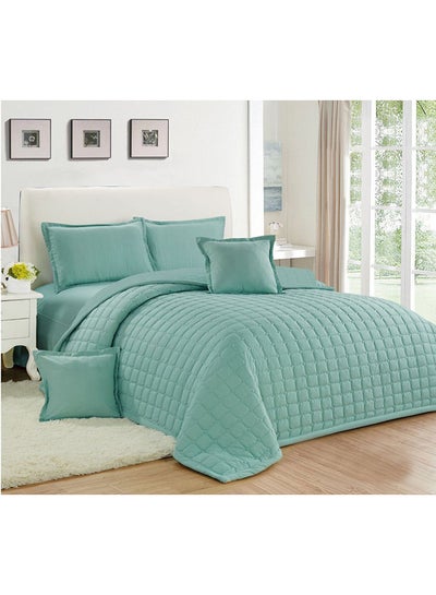 Buy 4-Piece Quilted Compressed Comforter Set Single Size Microfiber Blue 210x160cm in Saudi Arabia