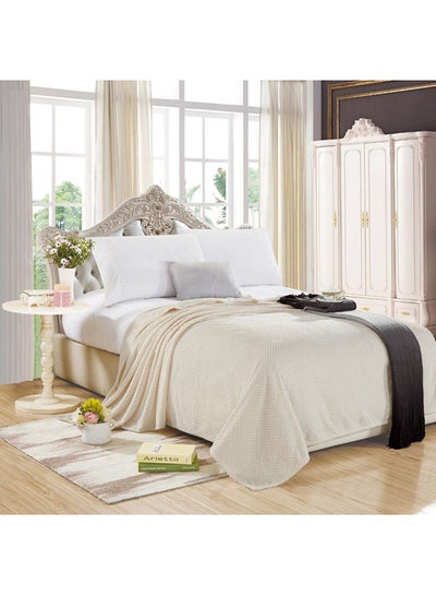 Buy Soft Flannel Bed Blanket Off-White in UAE