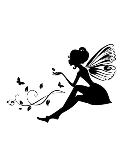 Buy Flower Fairy Wall Sticker Black 43x57centimeter in UAE