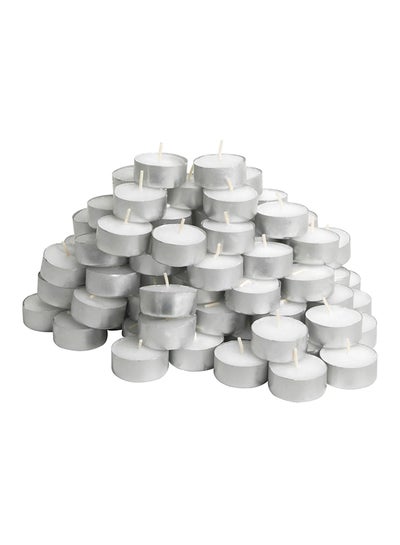 Buy 100-Piece GLIMMA Non-Scented Tea Light Set Silver/White in Egypt