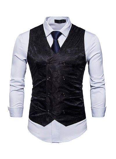 Buy Printed Waistcoat Black in Saudi Arabia