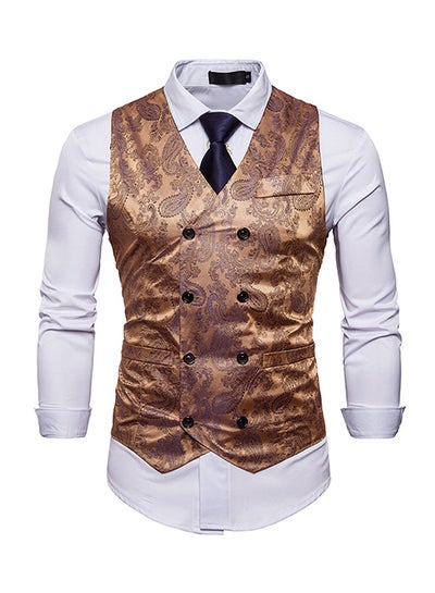 Buy Printed Waistcoat Brown in Saudi Arabia