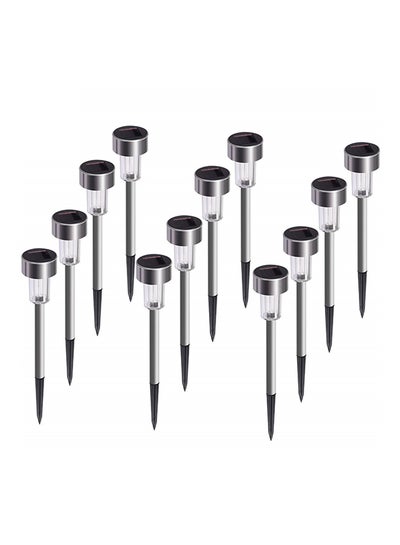 Buy 12-Piece Solar Garden Light Set Silver/Black in UAE