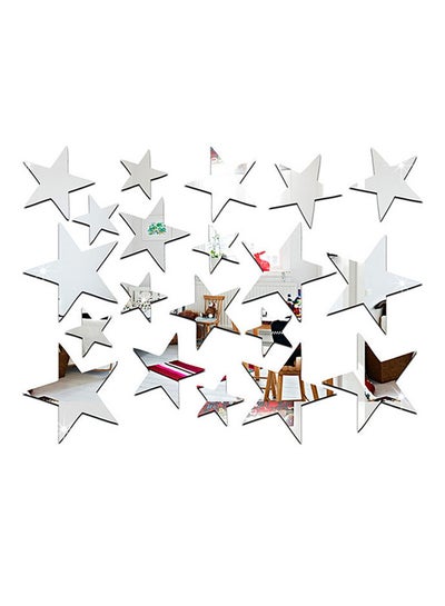 Buy 3D Removable Star Acrylic Mirror Wall Sticker Silver 10centimeter in UAE