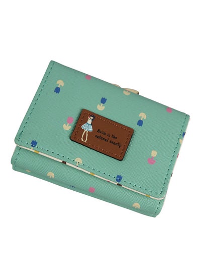 Buy Trifold PU Leather Wallet Aqua/Cream in UAE