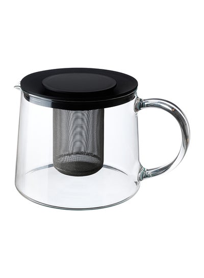 Buy Heat Resistant Glass Teapot Clear/Black 1.5Liters in Saudi Arabia