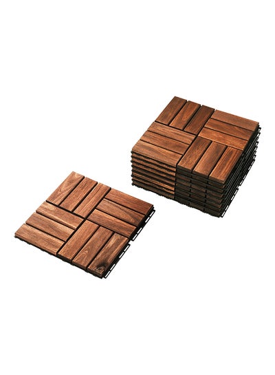 Buy 9-Piece Indoor And Outdoor Floor Tiles Brown 30x30cm in UAE