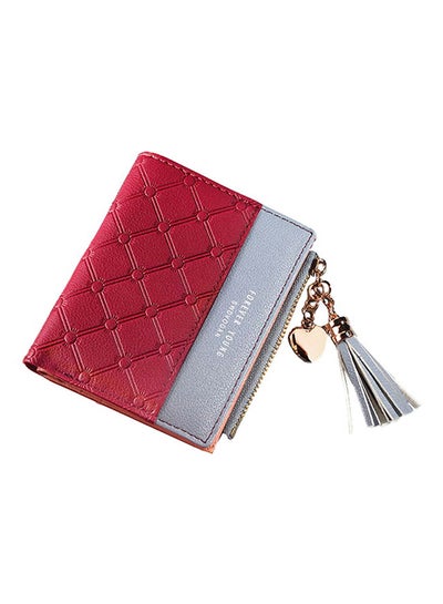 Buy Zip Closure Bi Fold Small Wallet Red in UAE