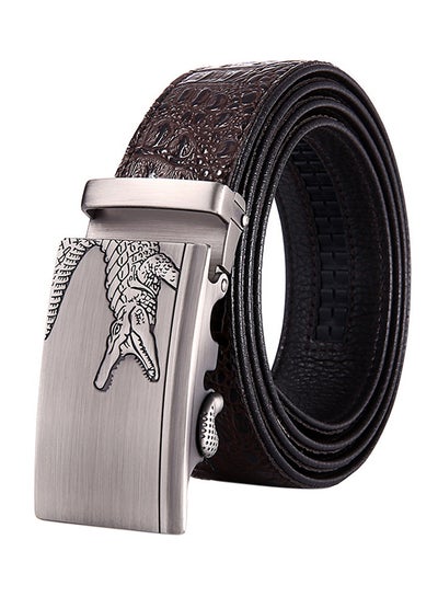 Buy Crocodile Pattern Automatic Buckle Belt Brown/Grey in Saudi Arabia