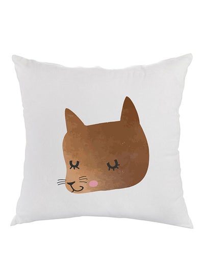 Buy Cat Printed Pillow velvet White/Brown/Black 40 x 40cm in Egypt