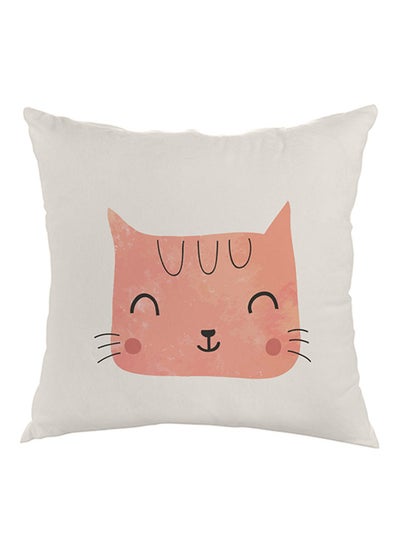 Buy Cat Printed Pillow velvet White/Pink/Black 40x40cm in Egypt