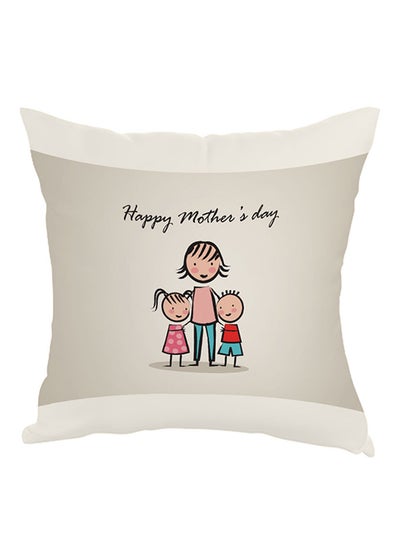 Buy Happy Mother's Day Printed Pillow Grey/White/Pink 40x40cm in Egypt