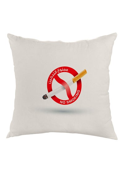 Buy No Smoking Printed Pillow White/Red/Beige 40x40cm in Saudi Arabia