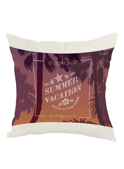 Buy Summer Vacation Printed Pillow Purple/White/Brown 40x40cm in Egypt