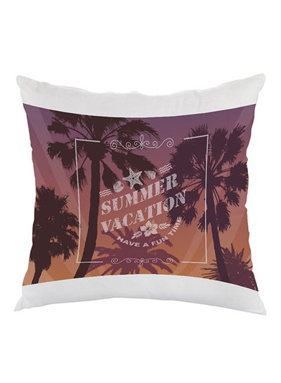 Buy Summer Vacation Printed Pillow White/Purple/Orange 40x40cm in Saudi Arabia