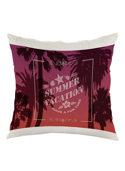 Buy Summer Vacation Printed Pillow velvet White/Purple/Orange 40x40cm in Egypt