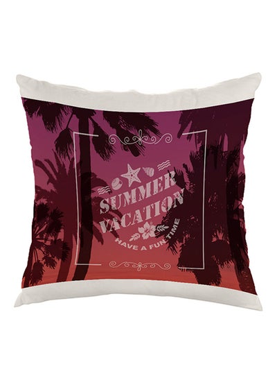 Buy Summer Vacation Printed Pillow velvet White/Purple/Orange 40x40cm in Egypt