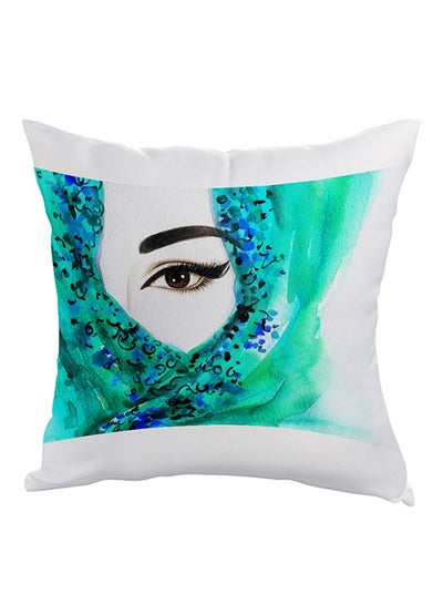 اشتري A Masked Woman Printed Pillow cover polyester Green/Blue/White 40x40cm في مصر