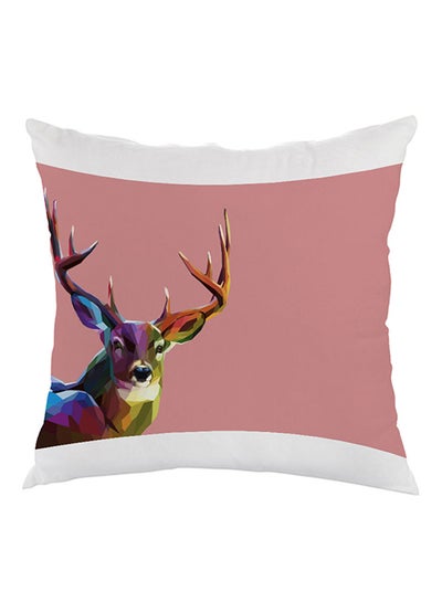 Buy Abstract Art Deer Printed Pillow cover velvet Pink/Green/Blue 40 x 40cm in Egypt