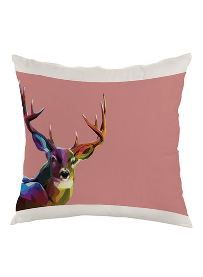 اشتري Abstract Art Deer Printed Pillow cover مخمل خوخي / أبيض / بني 40x40سنتيمتر في مصر