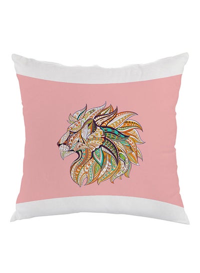 Buy Abstract Art Lion Printed Pillow cover velvet Peach/White/Yellow 40x40cm in Egypt