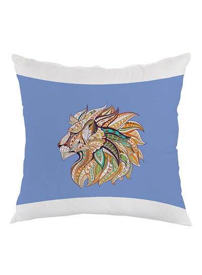 Buy Abstract Art Lion Printed Pillow cover velvet Blue/White/Yellow 40x40cm in Egypt