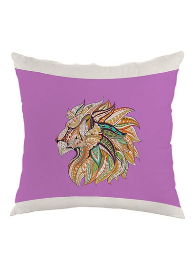 اشتري Abstract Art Lion Printed Pillow cover velvet Purple/White/Yellow 40x40cm في مصر