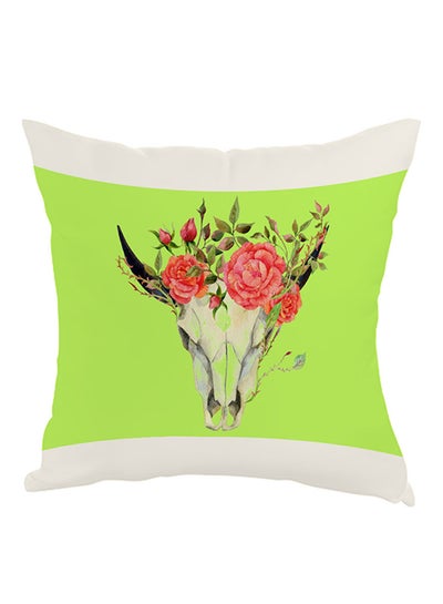 Buy Abstract Art Skull Of A Deer Printed Pillow cover Green/White/Red 40x40cm in Egypt