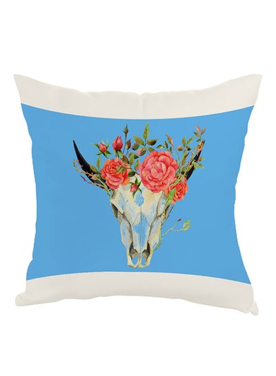 Buy Abstract Art Skull Of A Deer Printed Pillow cover Blue/White/Red 40x40cm in Egypt