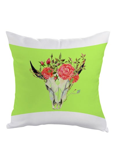 Buy Abstract Art Skull Of A Deer Printed Pillow cover Polyester Green/White/Red 40x40cm in Egypt