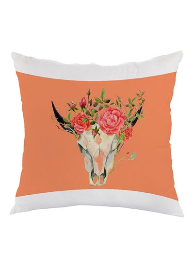 Buy Abstract Art Skull Of A Deer Printed Pillow cover velvet Orange/White/Red 40x40cm in Egypt