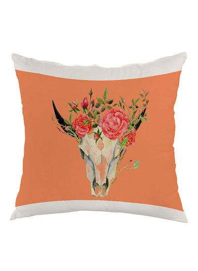 Buy Abstract Art Skull Of A Deer Printed Pillow cover velvet Orange/White/Pink 40x40cm in Egypt