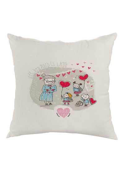 اشتري All You Need Is Love Printed Pillow cover مخمل أبيض/رمادي 40 x 40سم في مصر