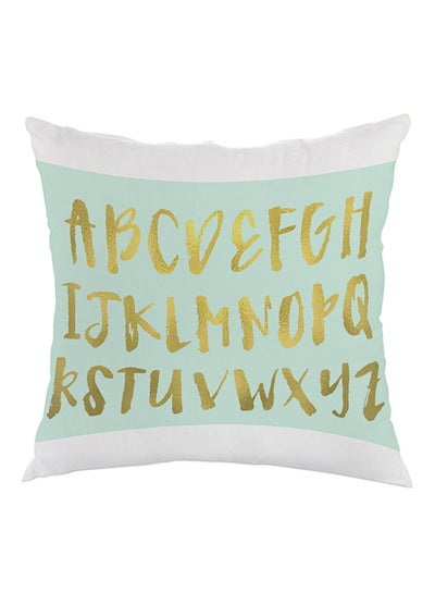 اشتري Alphabets Printed Pillow cover مخمل ذهبي/أخضر/أبيض 40x40سنتيمتر في مصر