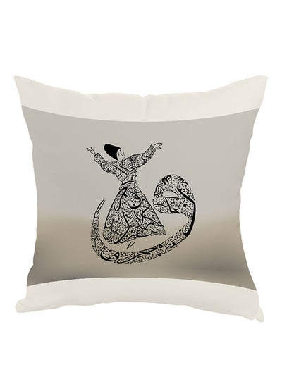 Buy Arabic Letters Printed Pillow cover White/Grey/Black 40x40cm in Egypt