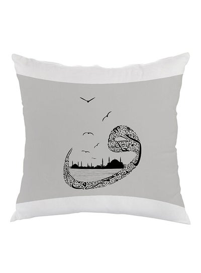 اشتري Arabic Letters Printed Pillow cover velvet White/Grey/Black 40x40cm في مصر