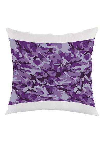 Buy Camouflage Printed Pillow Velvet Purple/White 40x40cm in Egypt